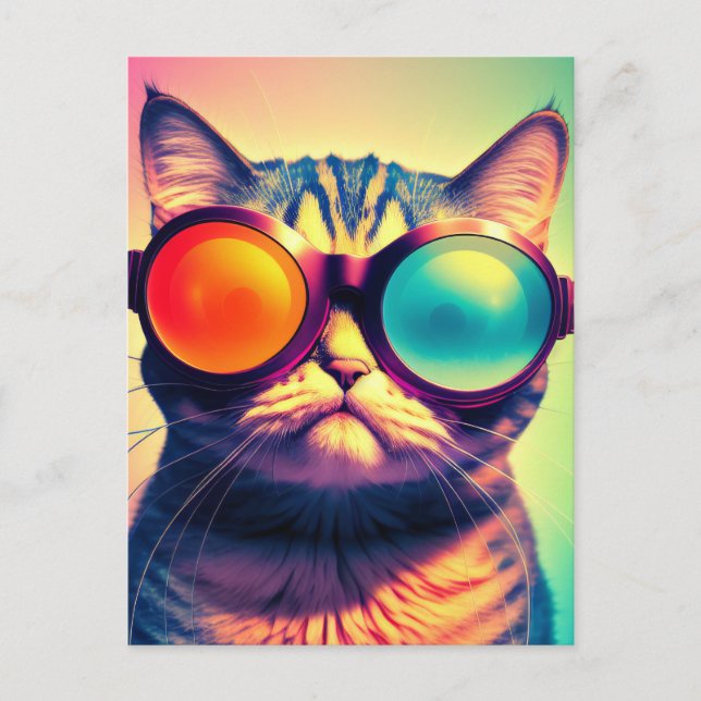 Funky Cat's Psychedelic Acid Dream World Postcard (Front)