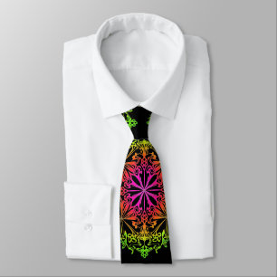 Funky chakra design, floral boho scared geometry tie