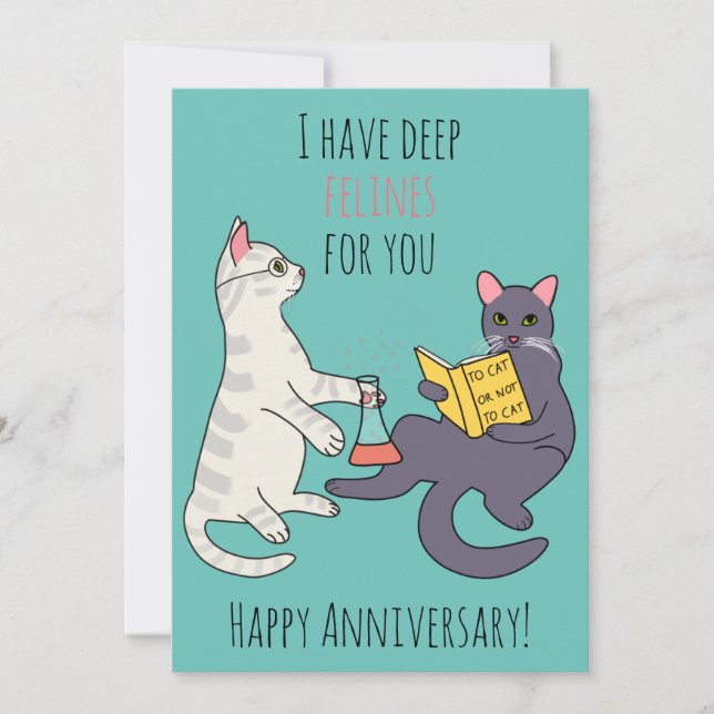 Funky chat felines pun illustration carte plate (Devant)