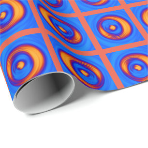 Funky Cheerful Orange and Blue Dot Pattern Wrapping Paper