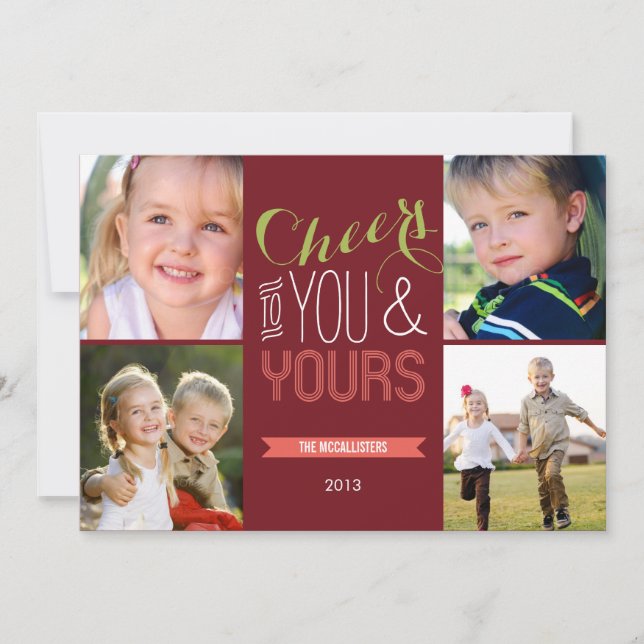 Funky Cheers Holiday Photo Cards (Front)