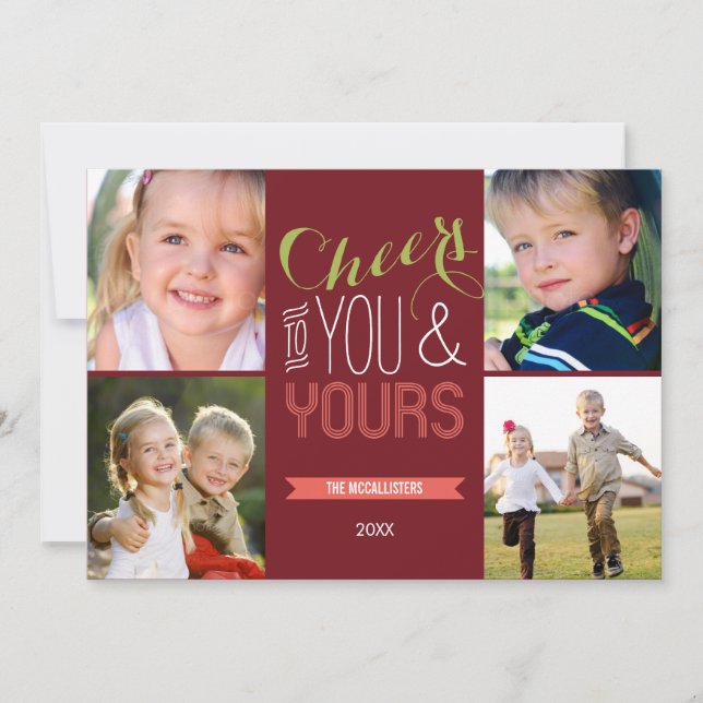Funky Cheers Holiday Photo Cards (Front)