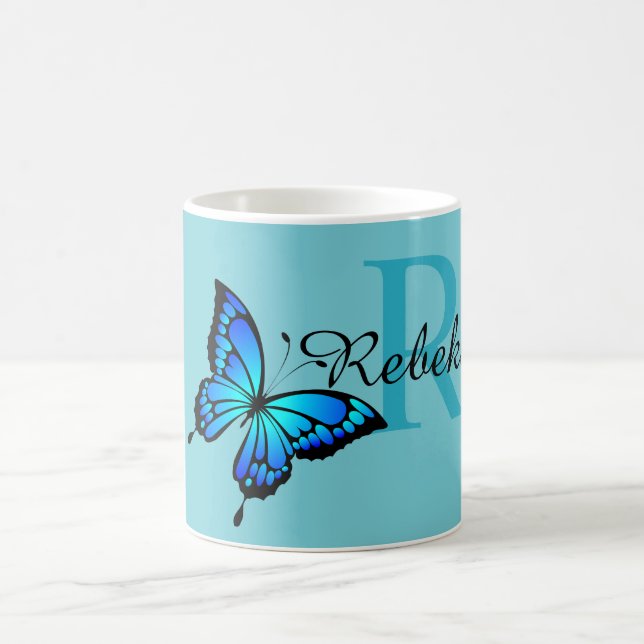 Funky Chic Butterfly Monogram Café Mug (Centre)