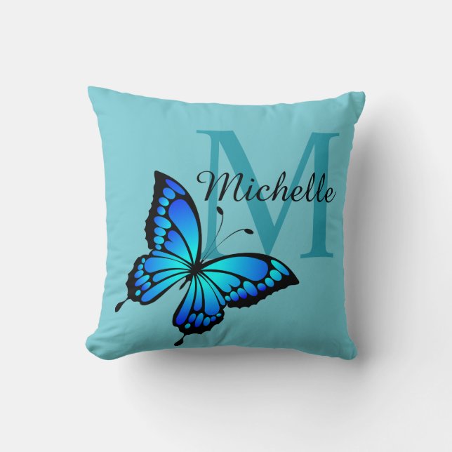 Funky Chic Butterfly Monogram Lancer oreiller (Recto)