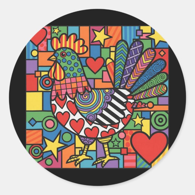 Funky Chicken  Classic Round Sticker (Front)