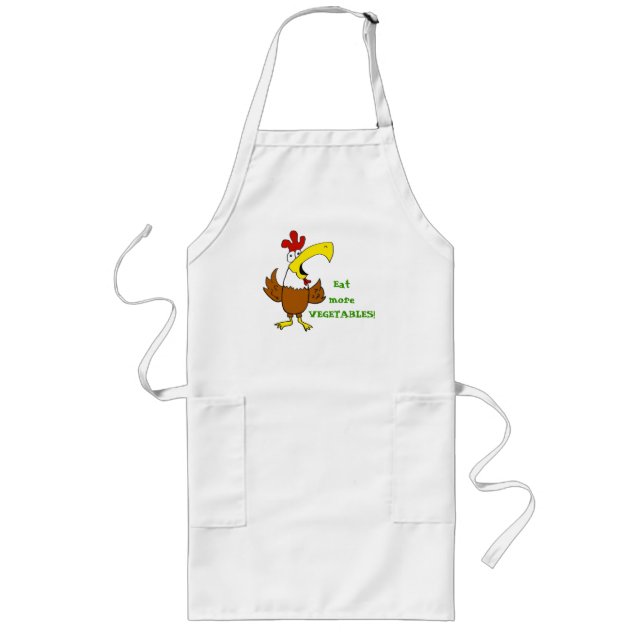 Funky Chicken Eat More Vegetables Long Apron (Front)