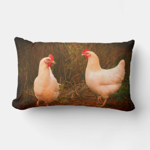 Funky Chicken Hen Hy-Line Silver Brown Lumbar Pillow