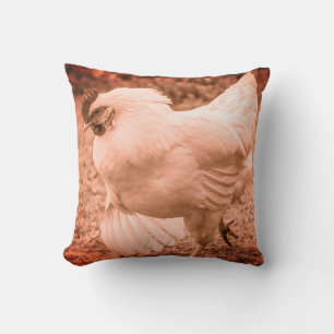 Funky Chicken Hen Hy-Line Silver Brown Throw Pillow