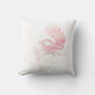 Funky Chicken Hen Rooster Head Throw Pillow