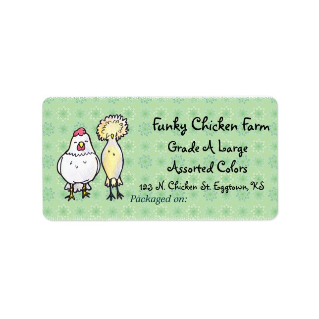 Funky Chickens Egg Label (Front)