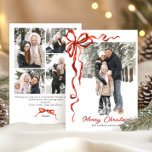 Funky Christmas Boho Red Bow Ribbon 5 Photo Holiday Card<br><div class="desc">Simply Elegant Stylish PHOTO Christmas Greeting Holiday Card.
 
Surprise and bring joy to your close ones and make the celebration unforgettable.

 For further customization,  please click the "customize further" link and use our design tool to modify this template.</div>