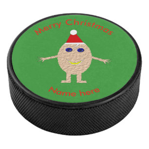 Funky Christmas Egg Hockey Puck