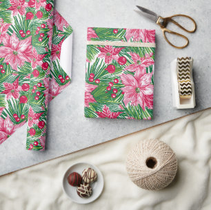 Funky Christmas Foliage Patterned  Wrapping Paper