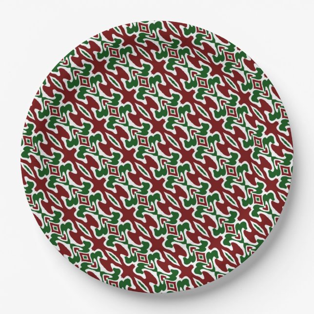 Funky Christmas Pattern 2 Paper Plate (Front)