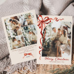 Funky Christmas Red Bow Ribbon 5 Photo Holiday Card<br><div class="desc">Simply Elegant Stylish PHOTO Christmas Greeting Holiday Card.
 
Surprise and bring joy to your close ones and make the celebration unforgettable.

 For further customization,  please click the "customize further" link and use our design tool to modify this template.</div>