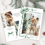 Funky Christmas Sage Green Bow Ribbon 3 Photo Holiday Card<br><div class="desc">Simply Elegant Stylish PHOTO Christmas Greeting Holiday Card.
 
Surprise and bring joy to your close ones and make the celebration unforgettable.

 For further customization,  please click the "customize further" link and use our design tool to modify this template.</div>