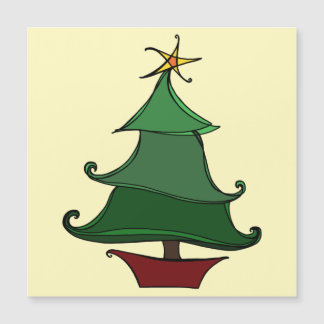 Funky Christmas Tree Sketch Magnetic Card