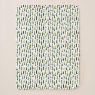 Funky Christmas Trees (Cute Illustrated Art) Sherpa Blanket