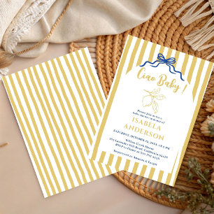 Funky Ciao Baby Hand Drawn Italian Baby Shower  Invitation