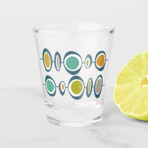 Funky Circles Blue Green Orange Mid Century Shot Glass