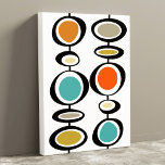 Funky Circles Mid Century Modern Colourful Retro Canvas Print<br><div class="desc">This fabulous mid century modern canvas print features two sets of funky abstract hanging circles in the colours of turquoise blue,  two shades of orange,  cream,  avocado green,  gold,  and black. This will make a colourful addition to your home decor!</div>