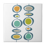 Funky Circles Mid Century Modern Colourful Retro Tile<br><div class="desc">This fabulous mid century modern decorative tile features two sets of funky abstract hanging circles in the colours of turquoise blue, orange, tan, avocado green, gold, and blue. This will make a colourful addition to your home decor!</div>