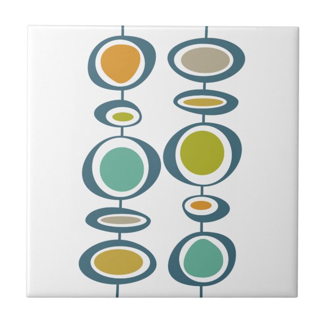 Funky Circles Mid Century Modern Colourful Retro Tile (Front)