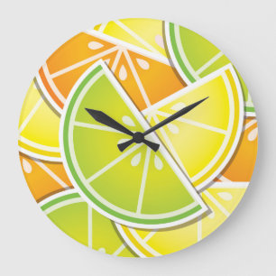 Funky citrus wedges large clock