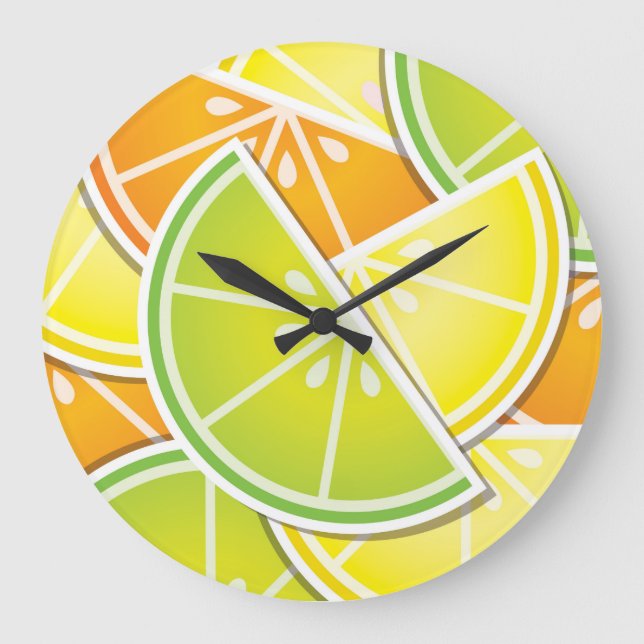 Funky citrus wedges large clock (Front)