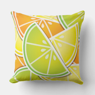 Funky citrus wedges throw pillow