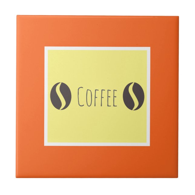 Funky Coffee Beans Blue White Stripes Tile (Front)