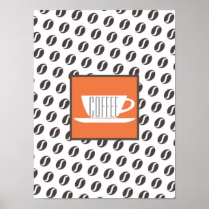 Funky Coffee Beans Pattern Frame Word Poster