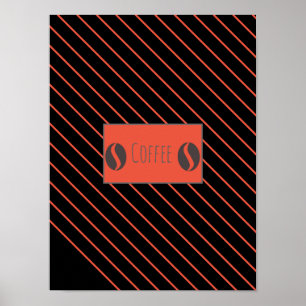 Funky Coffee Beans Plate Red Stripes Poster