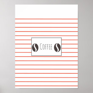 Funky Coffee Beans Plate Stripes Poster