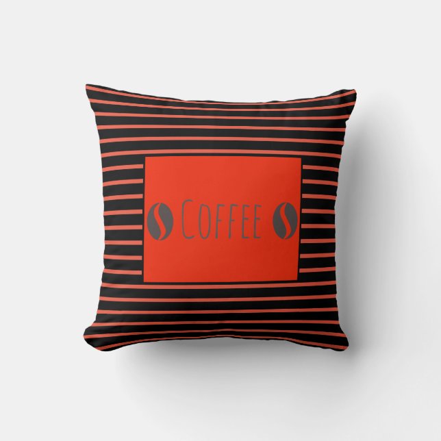 Funky Coffee Beans Stripes Cushion Throw Pillow (Front)
