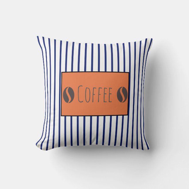 Funky Coffee Beans Stripes Cushion Throw Pillow (Front)