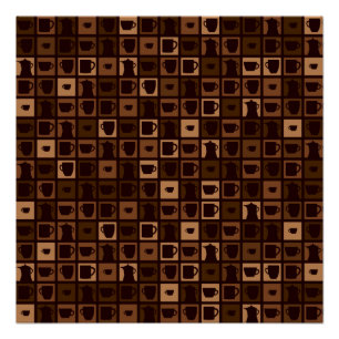 Funky coffee mosaic poster