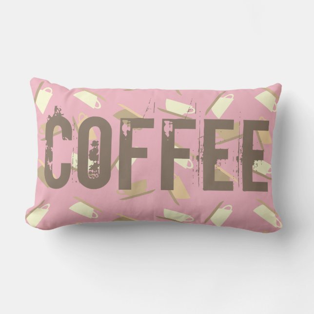 Funky Coffee Mug Cup Pattern Cushion Throw Pillow (Front)