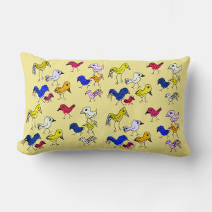 Funky Colorful Birds Throw Pillow Cushion