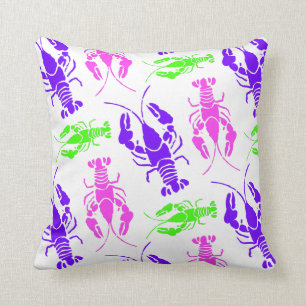 Funky Colorful Lobster or Crawfish Pattern Throw Pillow