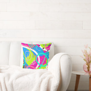 Funky Colorful Pop Art  Throw Pillow