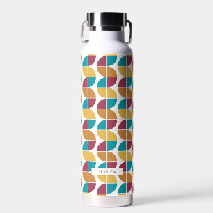 Funky Colorful Retro 70s Vintage Geometric Pattern Water Bottle