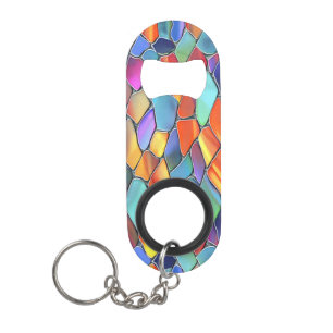 Funky Colour Stained Glass Keychain Bottle Opener