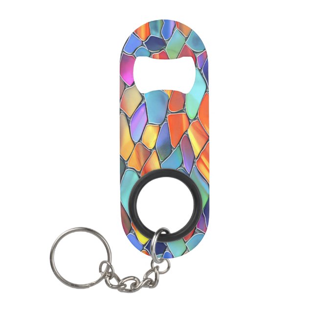 Funky Colour Stained Glass Keychain Bottle Opener (Front)