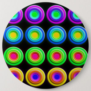 Funky Colourful 3D Circles 6 Inch Round Button