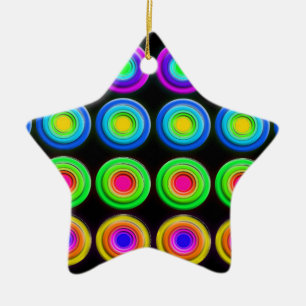 Funky Colourful 3D Circles Ceramic Ornament