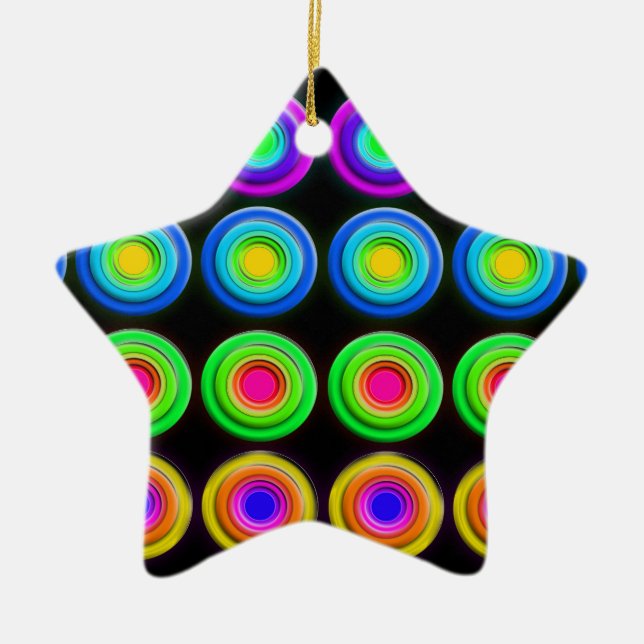 Funky Colourful 3D Circles Ceramic Ornament (Front)