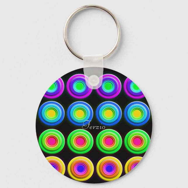 Funky Colourful 3D Circles Keychain (Front)