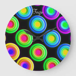 Funky Colourful 3D Circles Large Clock