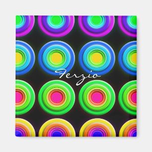 Funky Colourful 3D Circles Magnet